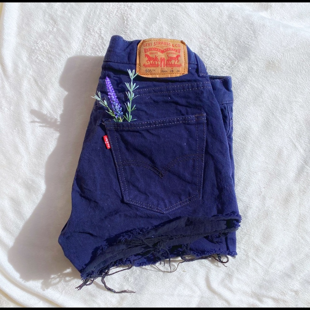 Vintage Navy 505 Levi Cutoff Shorts